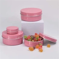 Κουτί αλουμινίου προσαρμοσμένης εκτύπωσης 52*22 με ροζ 40ml με καπάκι για καραμέλα